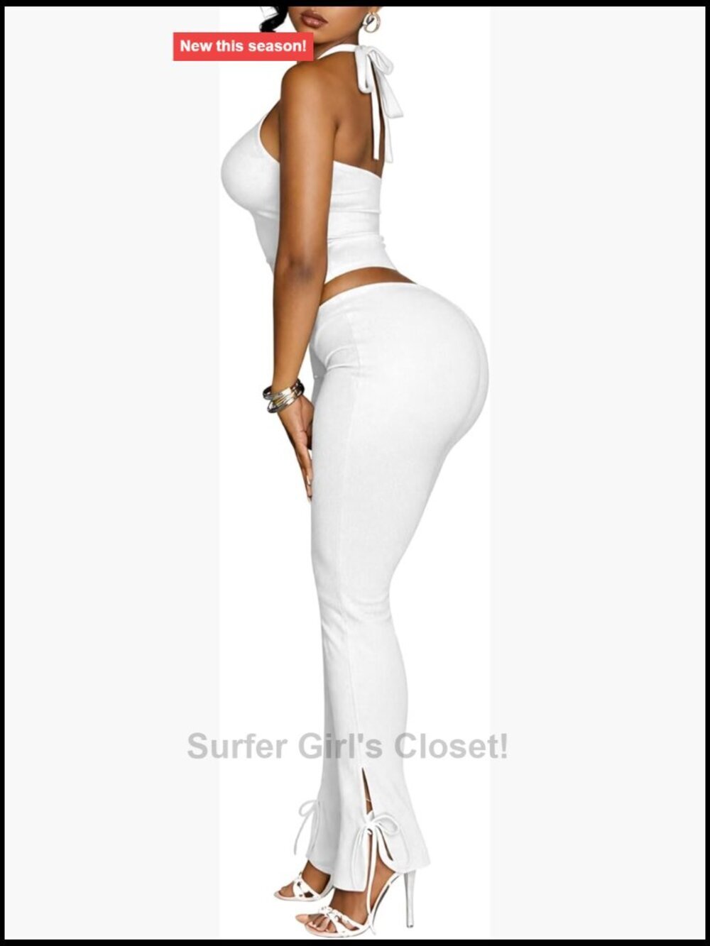 Sexy 2 Piece Halter Crop Top Bodycon Flare Pants Set Clubwear